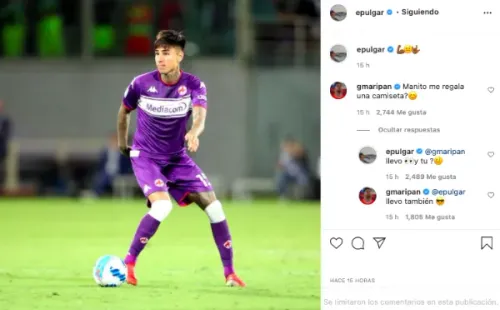 El mensaje de Pulgar en redes sociales confirmando su viaje a Chile.