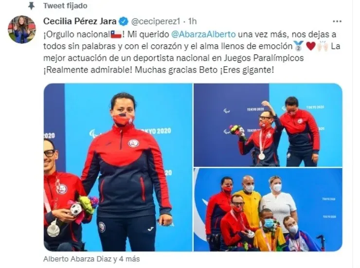 Alberto Abarza recibe el saludo de Cecilia Pérez