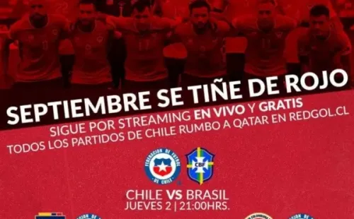 RedGol transmite todos los partidos de La Roja y la fecha triple de Eliminatorias completa online si tienes conexión a wifi y estás en territorio chileno.
