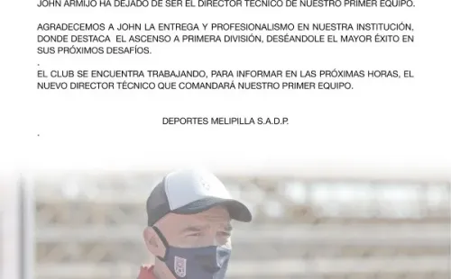John Armijo dejó de ser el DT de Deportes Melipilla.