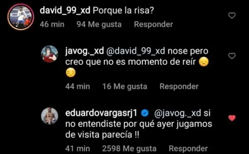 Vargas no escondió su desazón por el poco aliento que recibió La Roja en el Monumental.