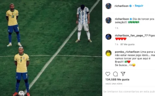El mensaje de Richarlison antes del choque entre Brasil y Argentina