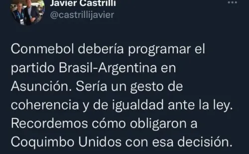 Este fue uno de los mensajes que Javier Castrilli subió a sus redes sociales.