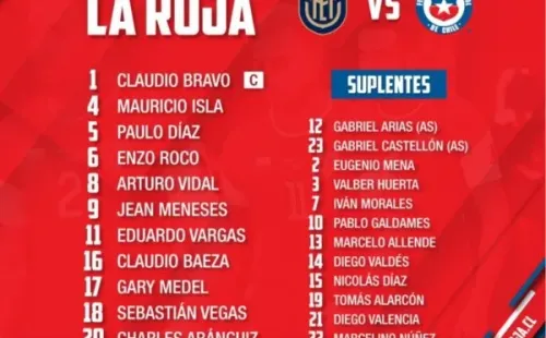 Formación confirmada de Chile contra Ecuador.
