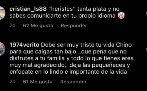 Las reacciones de la gente ante las publicaciones del Chino Ríos sobre Jordi Castell.(1)