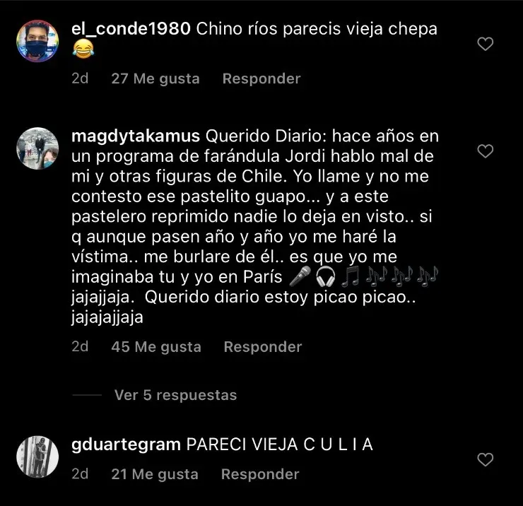Las reacciones de la gente ante las publicaciones del Chino Ríos sobre Jordi Castell.(10)