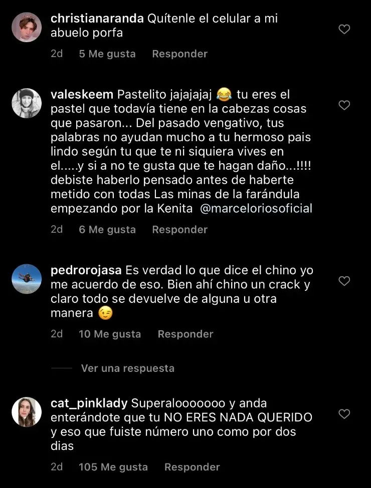 Las reacciones de la gente ante las publicaciones del Chino Ríos sobre Jordi Castell.(5)