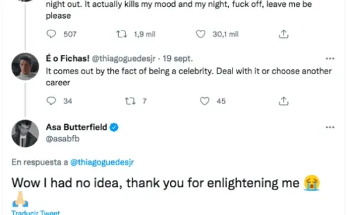 Los polémicos tuits de Asa Butterfield, el protagonista de la serie de Netflix Sex Education.(3)