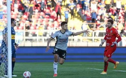 Pablo Solari anotó el gol de la permanencia en Primera División y abrió la ruta para el bicampeonato de Copa Chile con Colo Colo. Foto: Agencia Uno