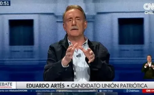 Artés en el Debate Presidencial de ayer. Fuente: CNN/CHV