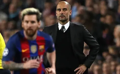 Josep Guardiola y Mesi en Barcelona: este martes se pueden enfrentar.