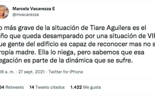 La polémica publicación en Twitter de Marcela Vacarezza, sobre la agresión sufrida por la convencional Tiare Aguilera.