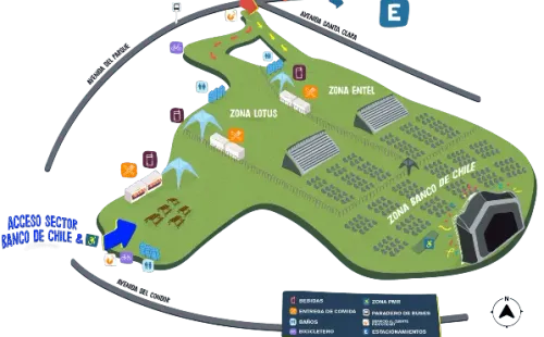 El mapa del recinto qu recibirá a Parque Estéreo.