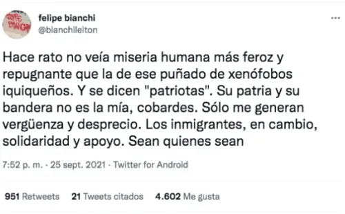 Los descargos de Felipe Bianchi por los ataques a migrantes en Iquique.(2)