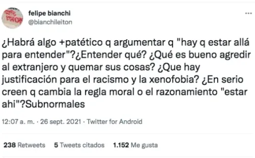 Los descargos de Felipe Bianchi por los ataques a migrantes en Iquique.(4)