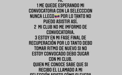 El comunicado de Jefferson Savarino en redes sociales.