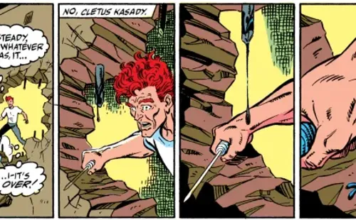 Viñetas de The Amazing Spider-Man #359, el momento en que una parte de Venom se cuela en el torrente sanguíneo de Cletus Kasady para provocar el nacimiento de Carnage.