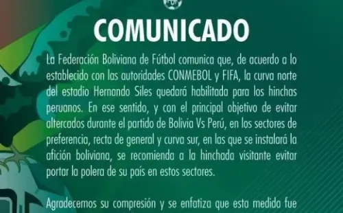 Federación Boliviana recomienda a los peruanos no usar su camiseta