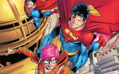 Otra de las portadas de Superman: Son of Kal-El donde se aprecia a Jon y Jay.