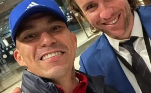 La imagen que comparte en sus redes sociales Cristina Morales molestando a Medel por su celebración.