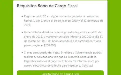 AFP Modelo: Solicitud Bono Cargo Fiscal