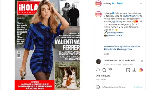 Valentina Ferrer, la novia de J Balvin,en la portada de Hola Argentina.