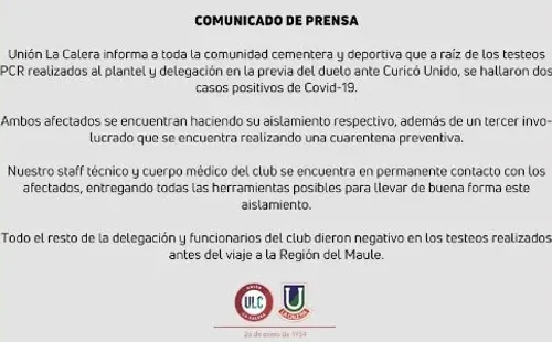 El comunicado de Unión La Calera.