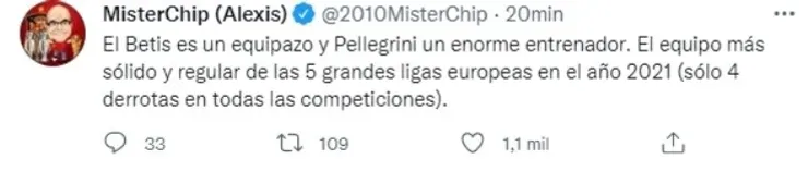 Betis liga española misterchip chileno twitter manuel pellegrini