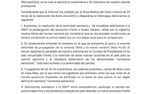 El último comunicado de Colo Colo tras masivo contagio de Covid-19.