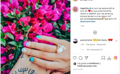 La publicación de Daniela Muñoz confirmando su matrimonio.