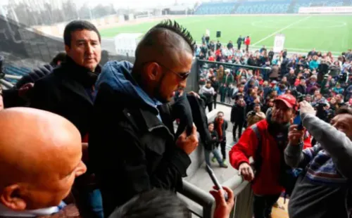 Arturo Vidal en la inauguración del estadio Municipal que, en ese entonces, llevaba su nombre.