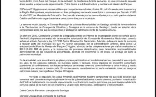 Comunicado concejalas Santiago