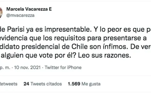 El tuit con que Marcela Vacarezza desafió a los seguidoresd e Franco Parisi.