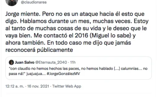Claudio Narea contraataca frente a dichos del ex líder de Los Prisioneros, Jorge González.