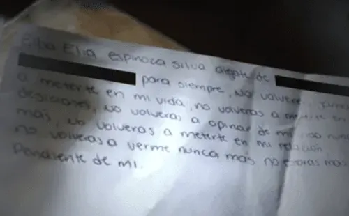 Mea Culpa: Una de las cartas deR.Q.A.D.J. en que describía la furia contra su abuela.