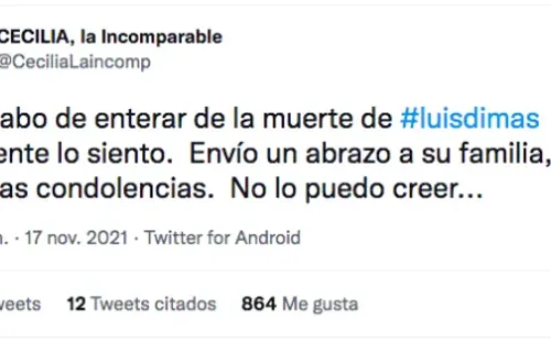 El tuit que Cecilia, la Incomparable le dedicó a Luis Dimas.