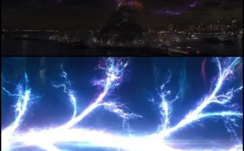 En la imagen de arriba está el final del trailer de Spider-Man, mientras que abajo es la lína del tiempo rota en el final de Loki.