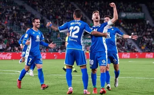 La celebración del Betis en el triunfo ante Elche