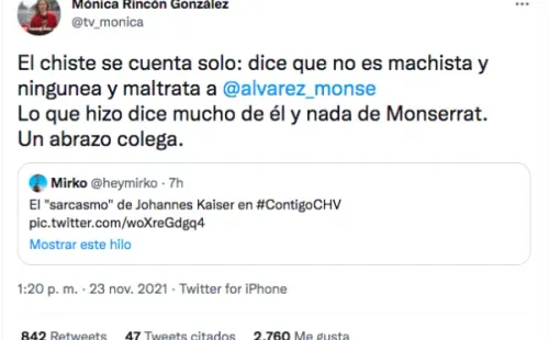 Mónica Rincón condena dichos de Johannes Kaiser y apoya a Monserrat Álvarez.(2)