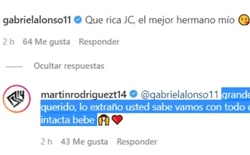 Tin Rodríguez le contestó la buena onda a Gabo Suazo. Foto: Instagram.