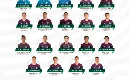La nómina de México para enfrentar a Chile.