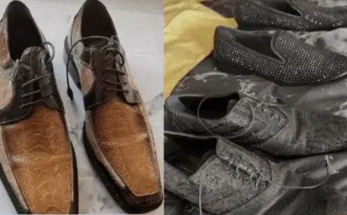 Julio César Rodríguez y su anécdota con Leonardo Farkas: Algunos de los zapatos en cuestión.