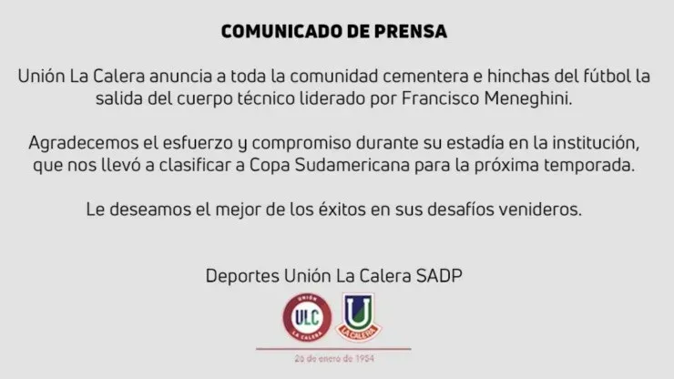 Francisco Paqui Meneghini entrenador Unión La Calera