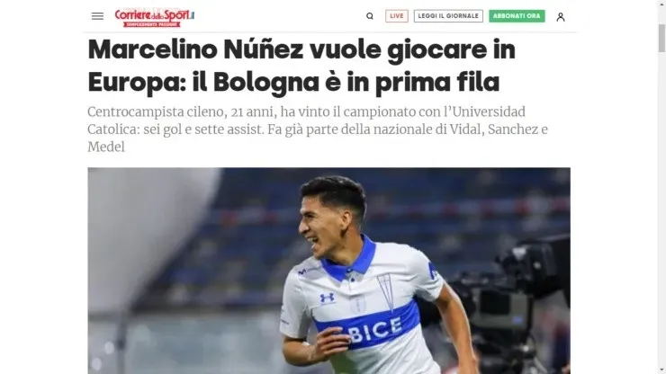 Marcelino Núñez en la prensa italiana