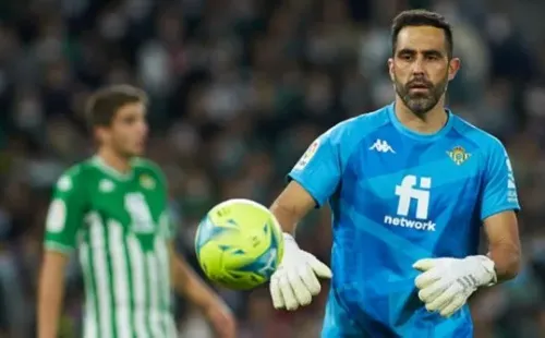 SEVILLA, SPAIN - NOVEMBER 07: Claudio Bravo of Real Betis looks on during the spanish league, La Liga Santander, football match played between Real Betis and Sevilla FC at Benito Villamarin stadium on November 7, 2021, in Sevilla, Spain. (Photo By Joaquin Corchero/Europa Press via Getty Images)