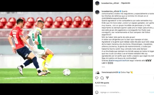 La despedida de Lucas Barrios de Defensa y Justicia.