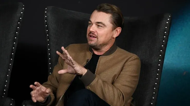 Leonardo DiCaprio en la conferencia de prensa de No Miren Arriba.