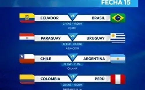 La programación de la fecha 15 de las Eliminatorias