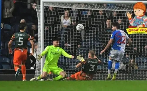 Blackburn Rovers' Ben Brereton (right) scores their side's fourth goal of the game during the Sky Bet Championship match at Ewood Park, Blackburn. Picture date: Saturday December 18, 2021. (Photo by Anthony Devlin/PA Images via Getty Images)