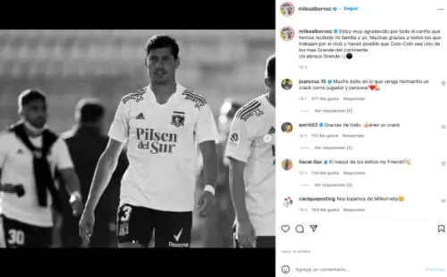 Miiko Albornoz se despide de Colo Colo en Instagram